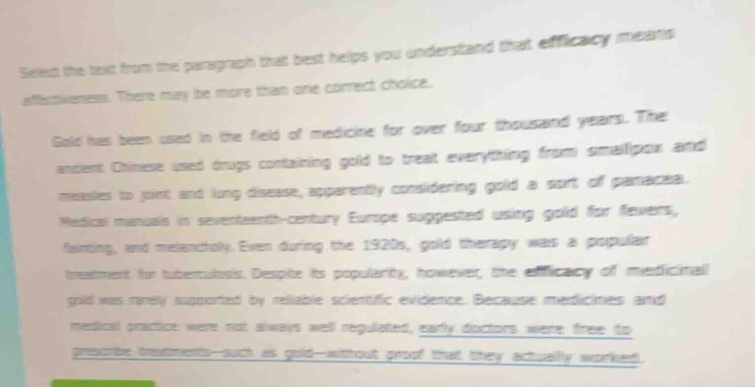 select the text from the paragraph that best helps you understand that …