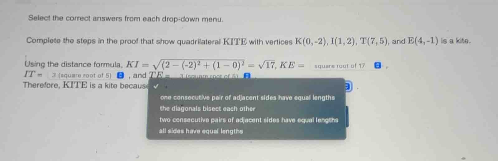 select the correct answers from each drop - down menu. complete the ste…