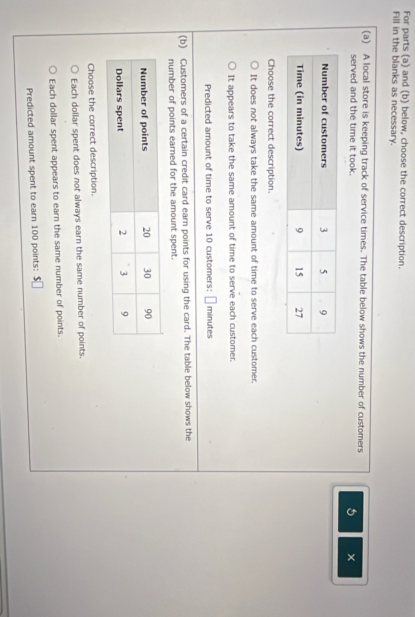 for parts (a) and (b) below, choose the correct description. fill in th…