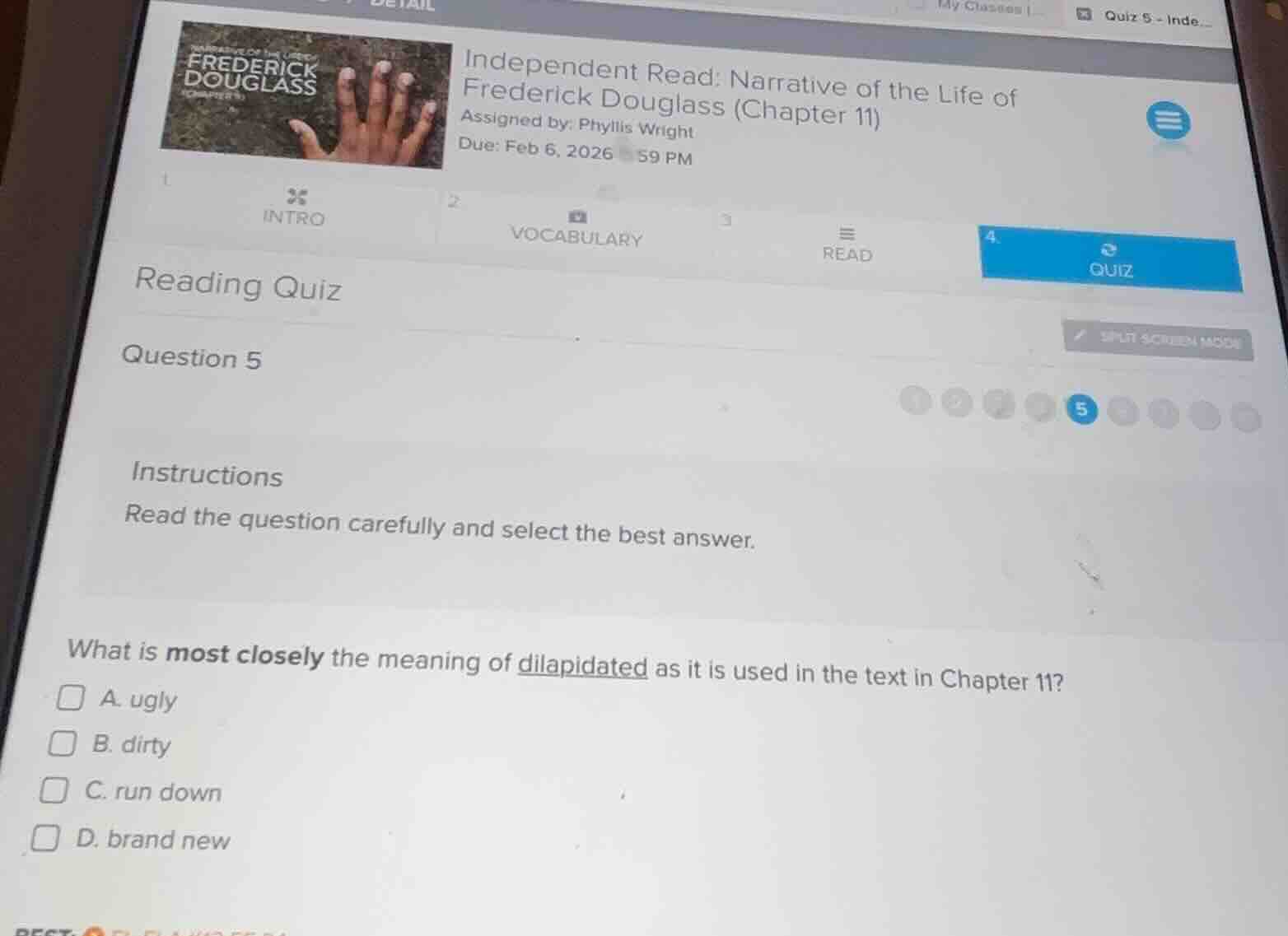 independent read: narrative of the life of frederick douglass (chapter …