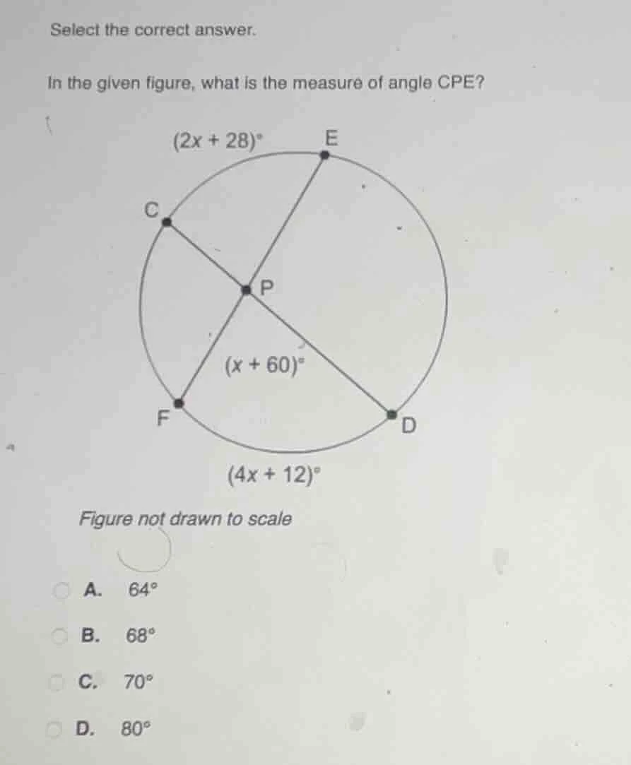 select the correct answer. in the given figure, what is the measure of …
