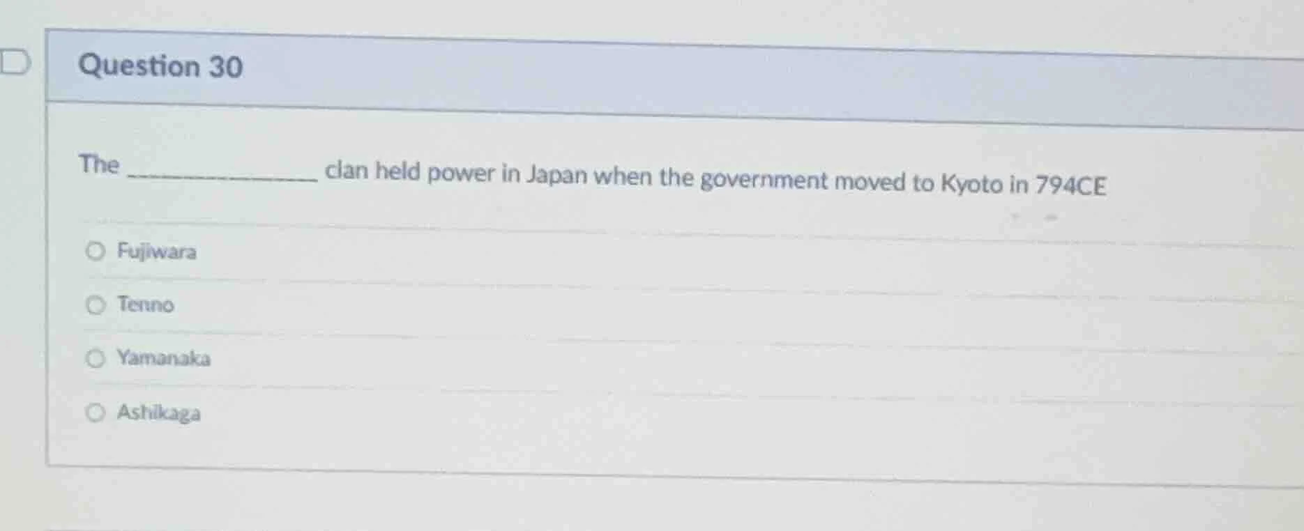 question 30 the _____________ clan held power in japan when the governm…