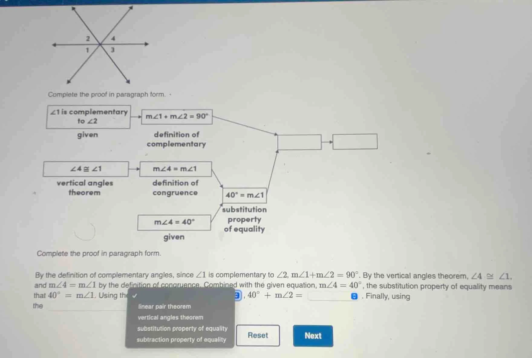 complete the proof in paragraph form. complete the proof in paragraph f…