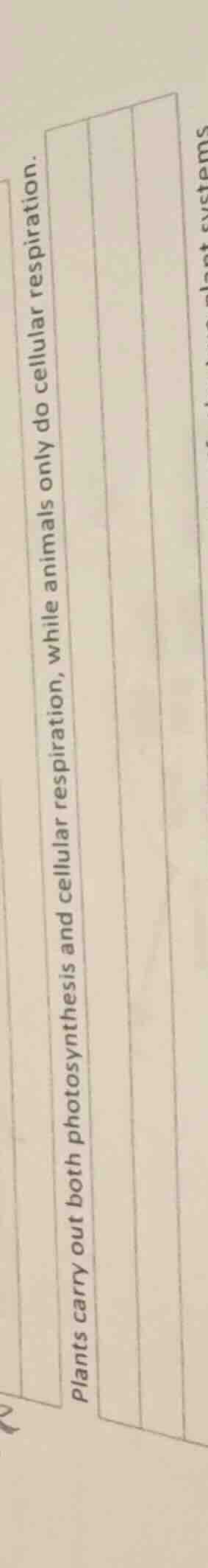 plants carry out both photosynthesis and cellular respiration, while an…