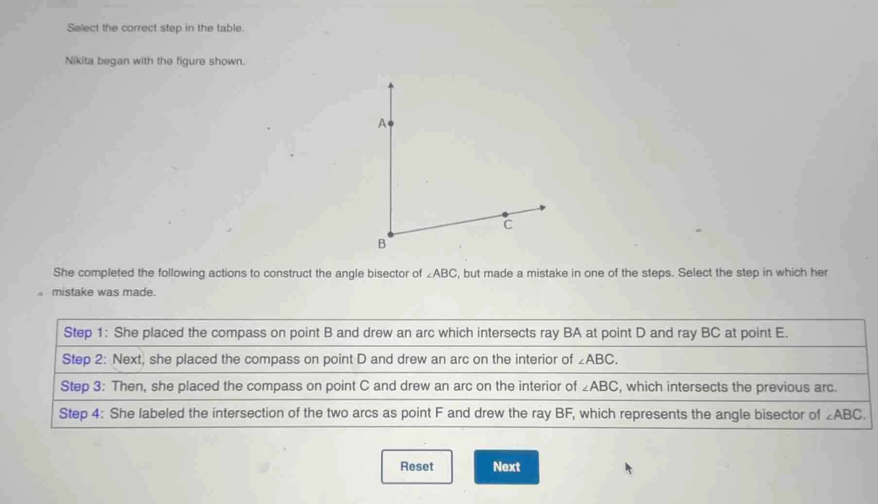 select the correct step in the table. nikita began with the figure show…