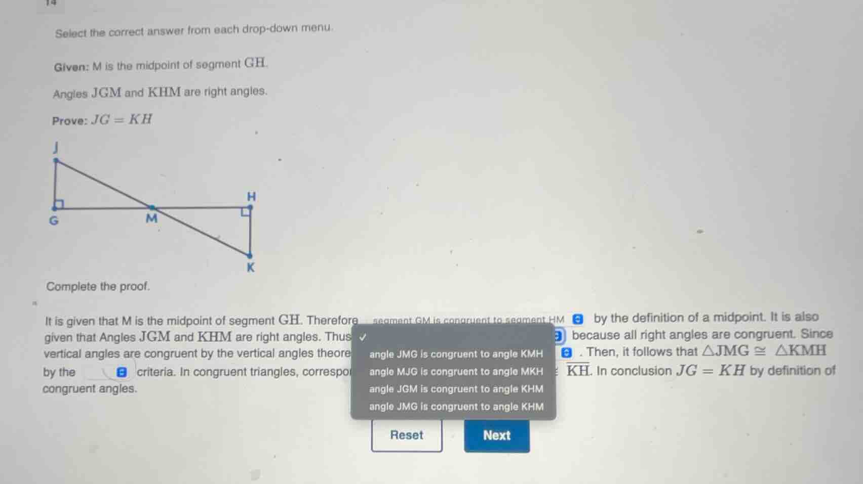 select the correct answer from each drop - down menu. given: m is the m…