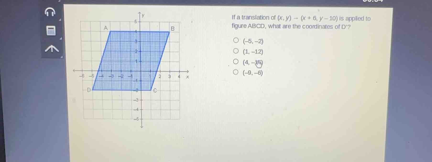 if a translation of ((x, y) \to (x + 6, y - 10)) is applied to figure (…