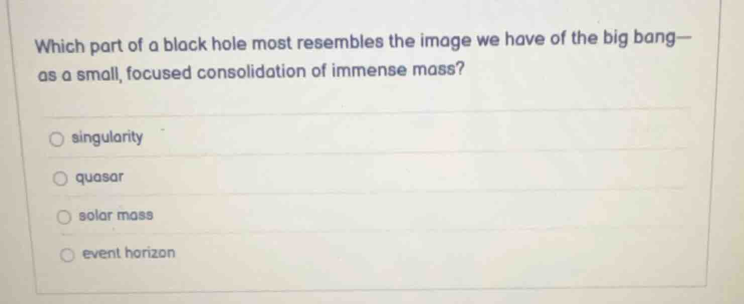 which part of a black hole most resembles the image we have of the big …