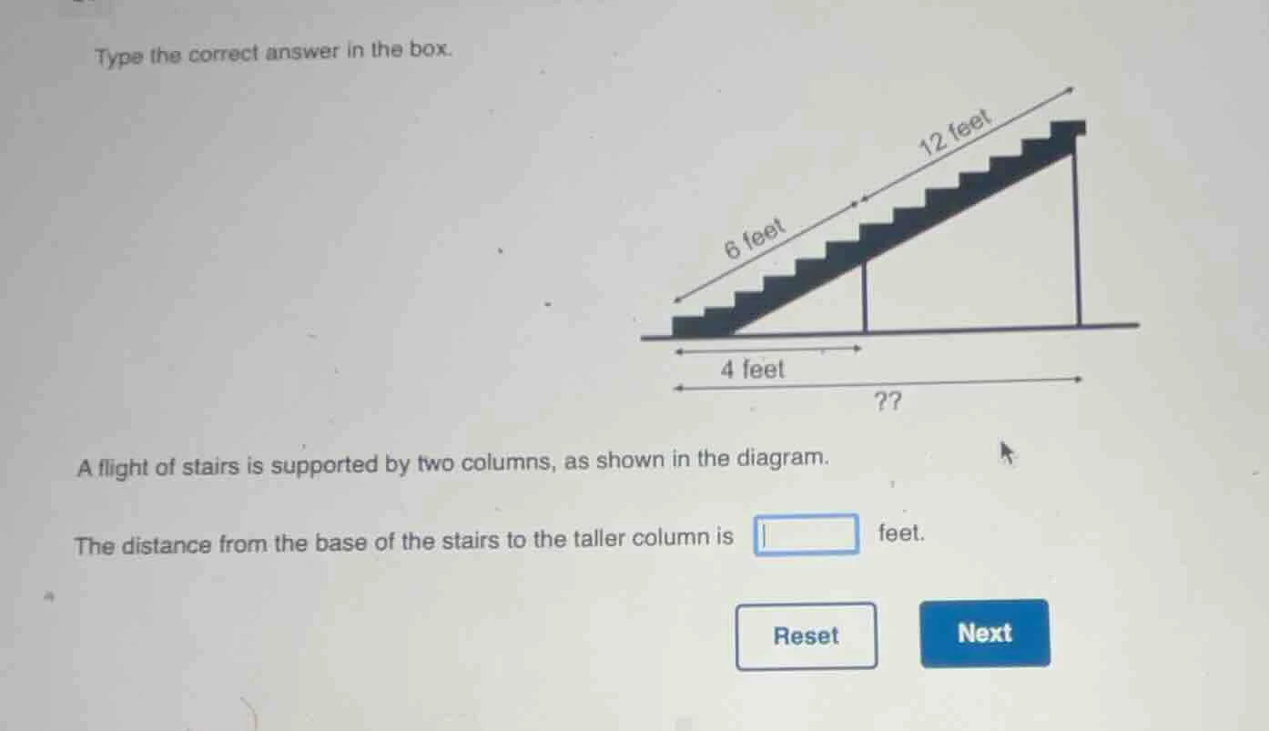type the correct answer in the box. a flight of stairs is supported by …