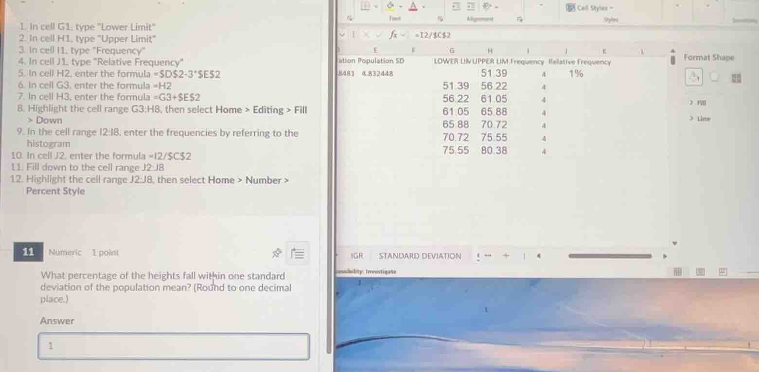 1. in cell g1, type \lower limit\ 2. in cell h1, type \upper limit\ 3. …