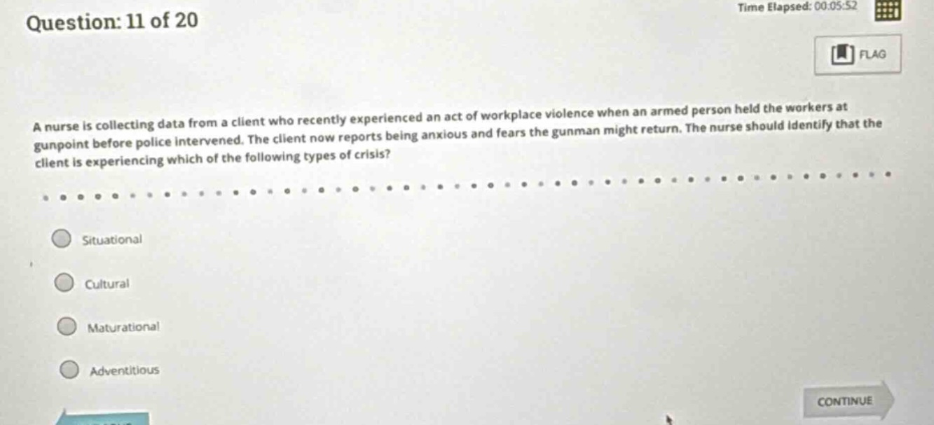 question: 11 of 20 a nurse is collecting data from a client who recentl…