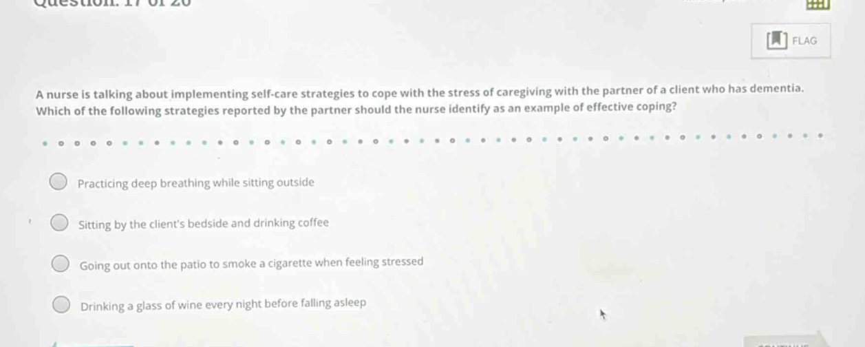 a nurse is talking about implementing self - care strategies to cope wi…