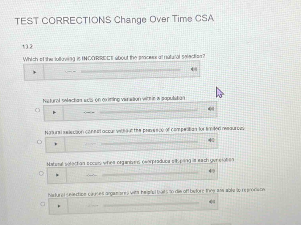 test corrections change over time csa 13.2 which of the following is in…