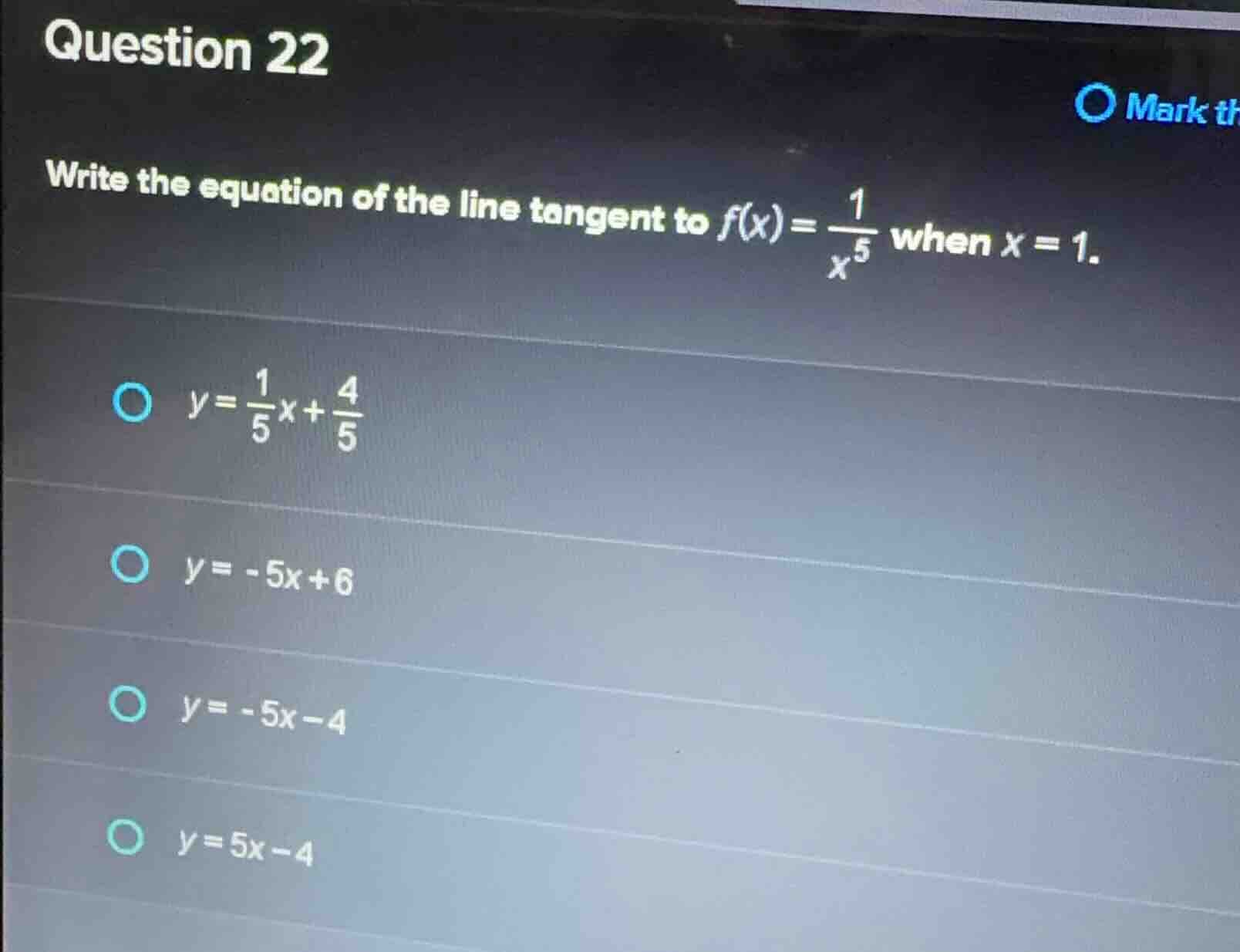 question 22 write the equation of the line tangent to $f(x)=\\frac{1}{x…