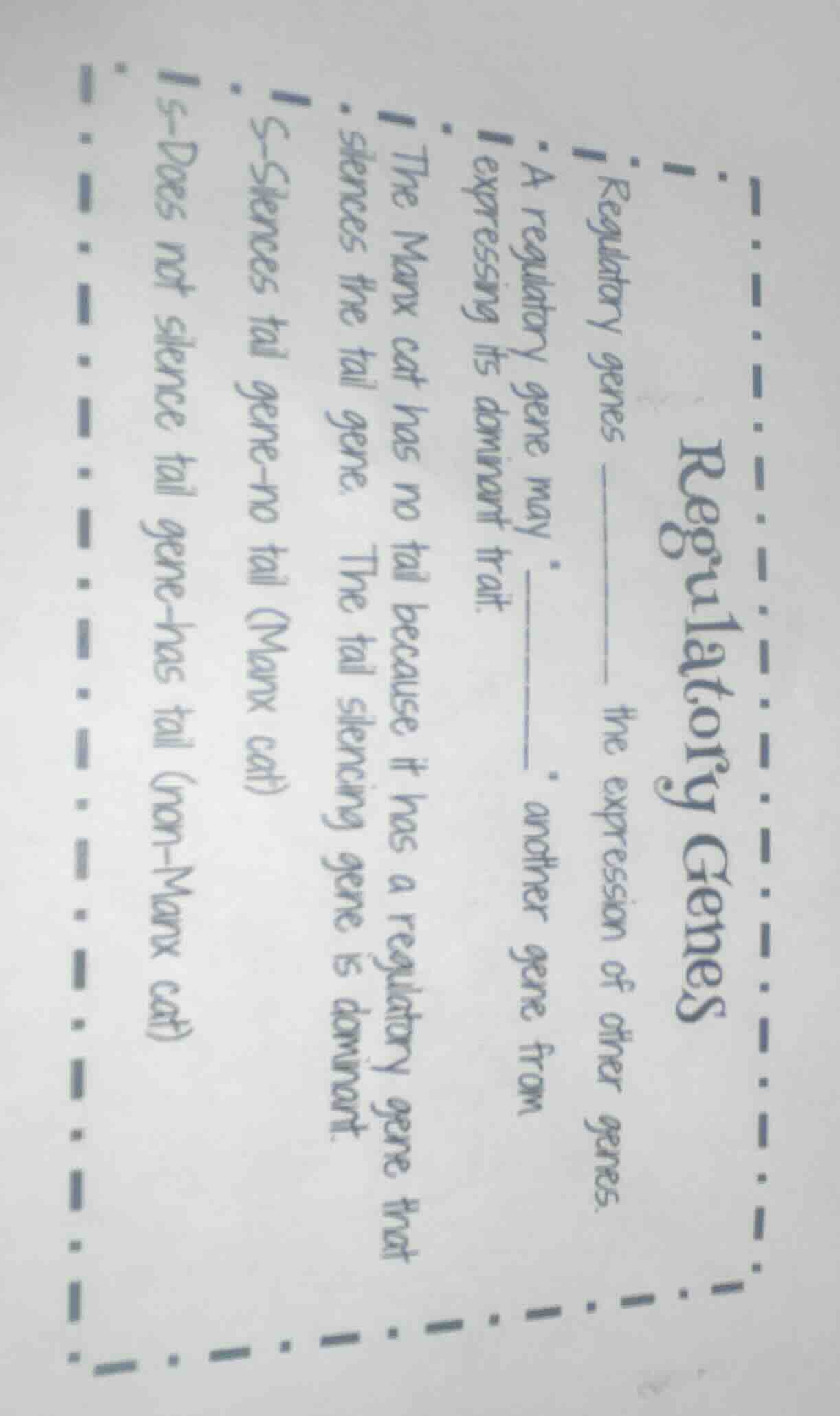 regulatory genes regulatory genes ______ the expression of other genes.…