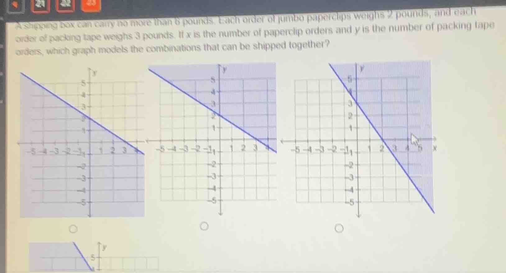 a shipping box can carry no more than 6 pounds. each order of jumbo pap…