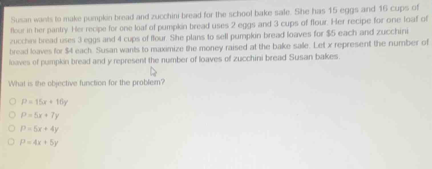 susan wants to make pumpkin bread and zucchini bread for the school bak…