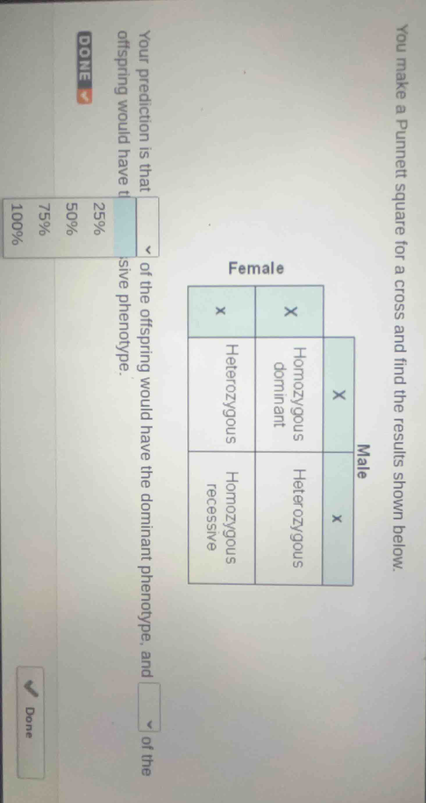 you make a punnett square for a cross and find the results shown below.…