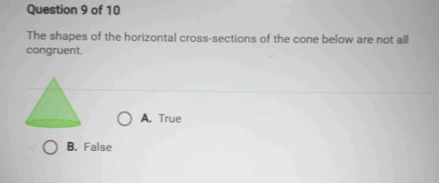 question 9 of 10 the shapes of the horizontal cross - sections of the c…