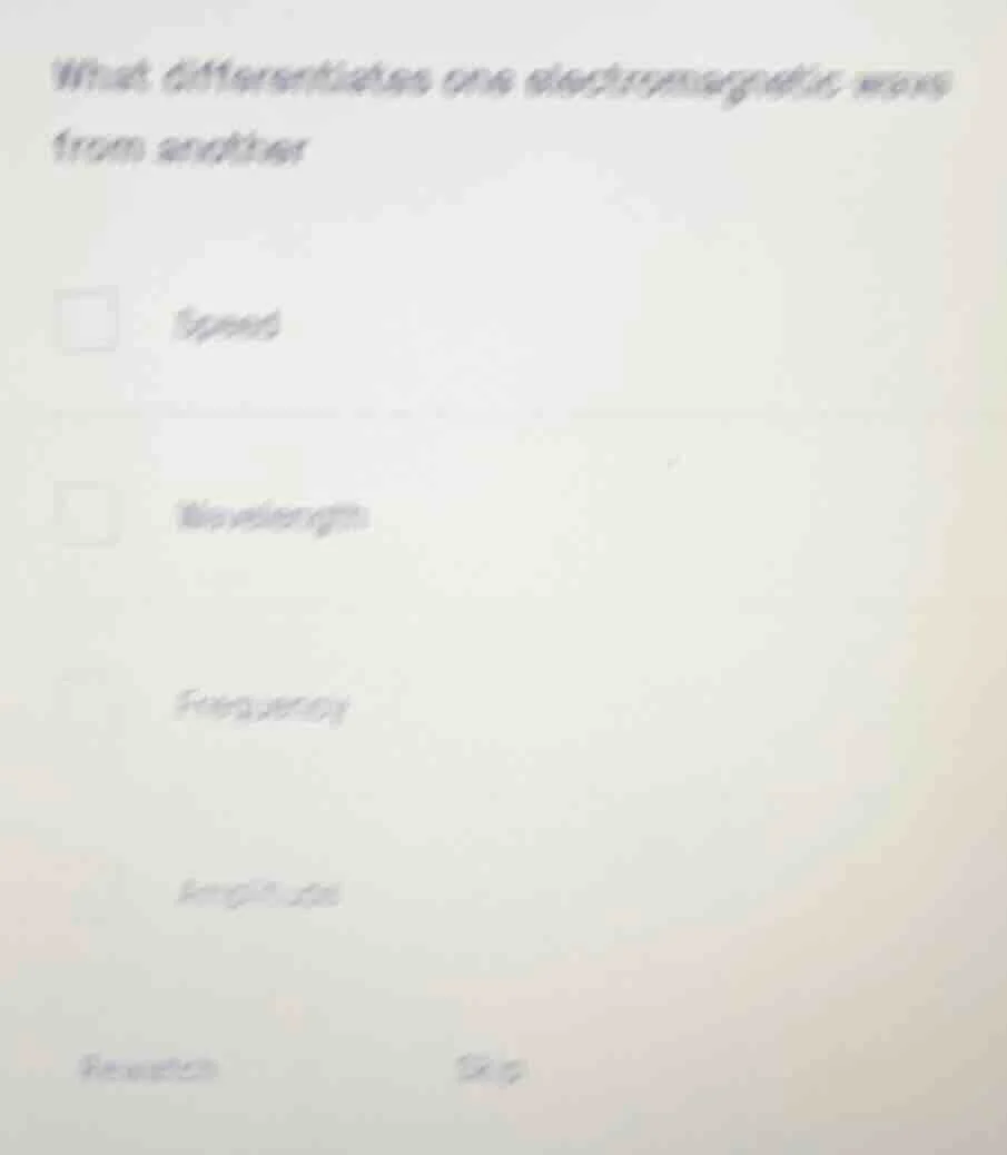 what differentiates one electromagnetic wave from another speed wavelen…