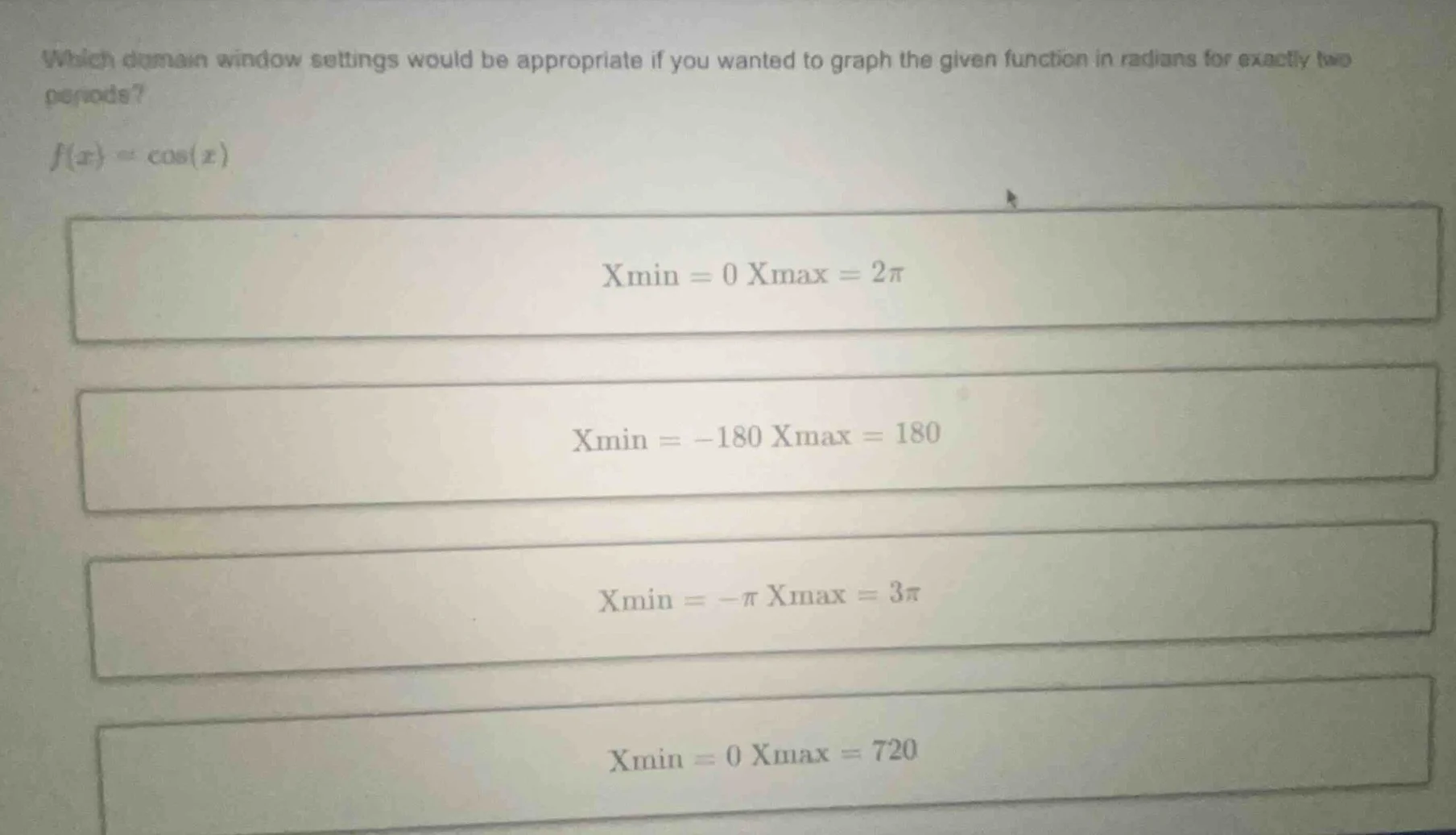 which domain window settings would be appropriate if you wanted to grap…