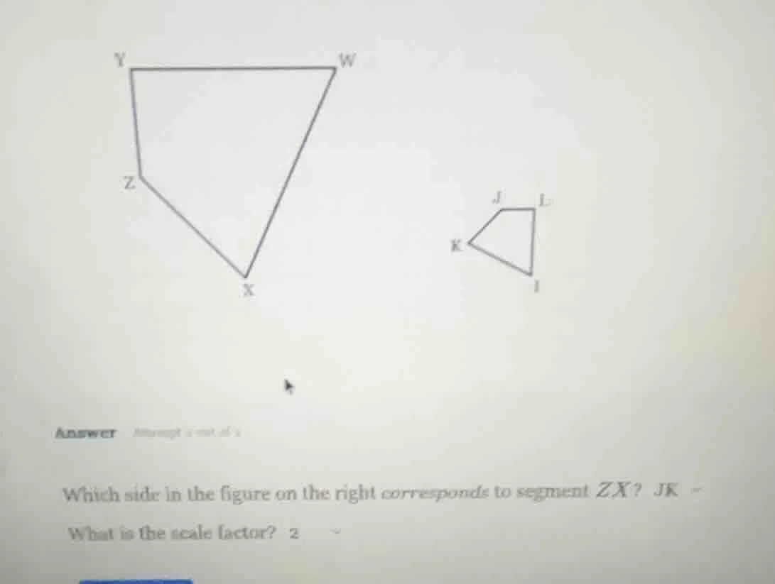 which side in the figure on the right corresponds to segment zx? jk wha…
