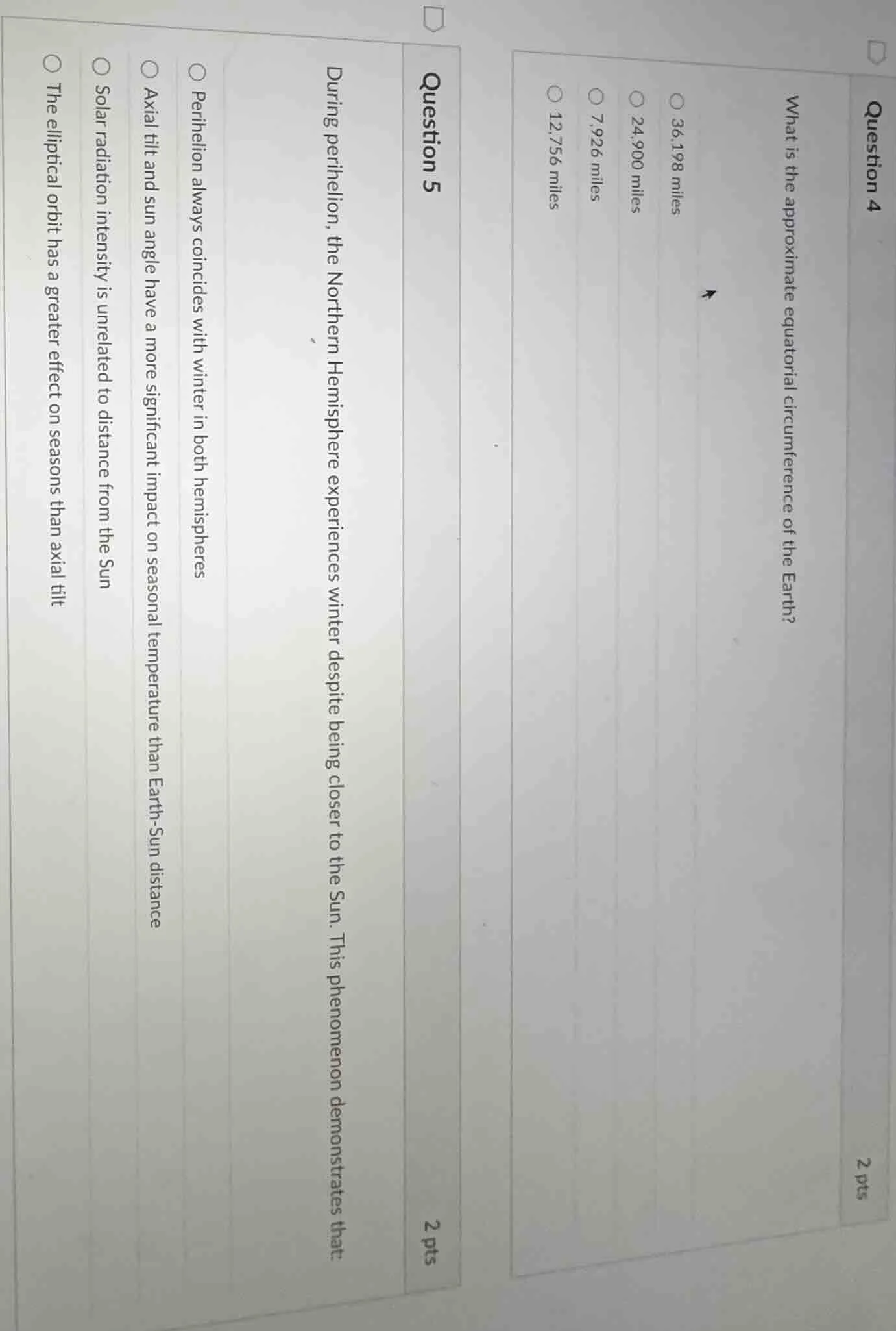 question 4 what is the approximate equatorial circumference of the eart…