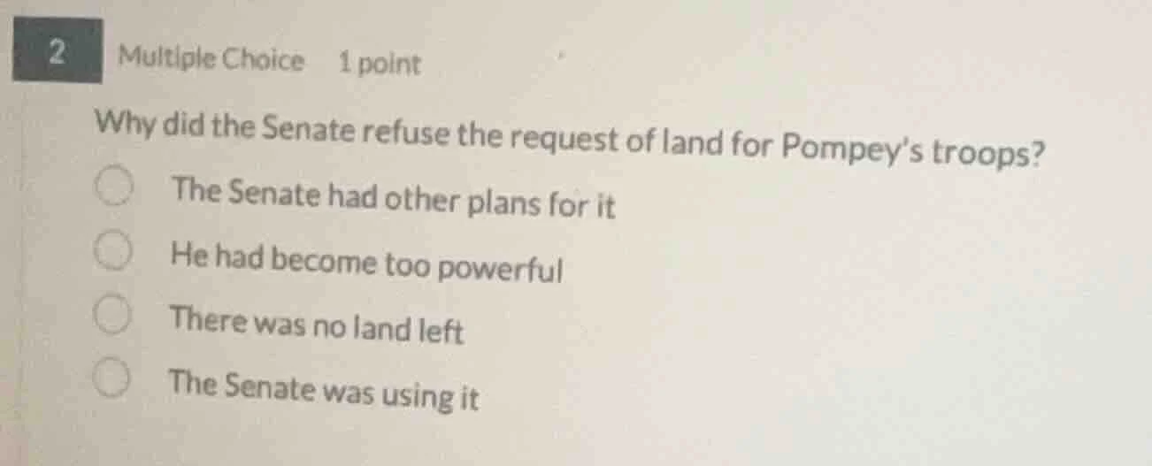 2 multiple choice 1 point why did the senate refuse the request of land…