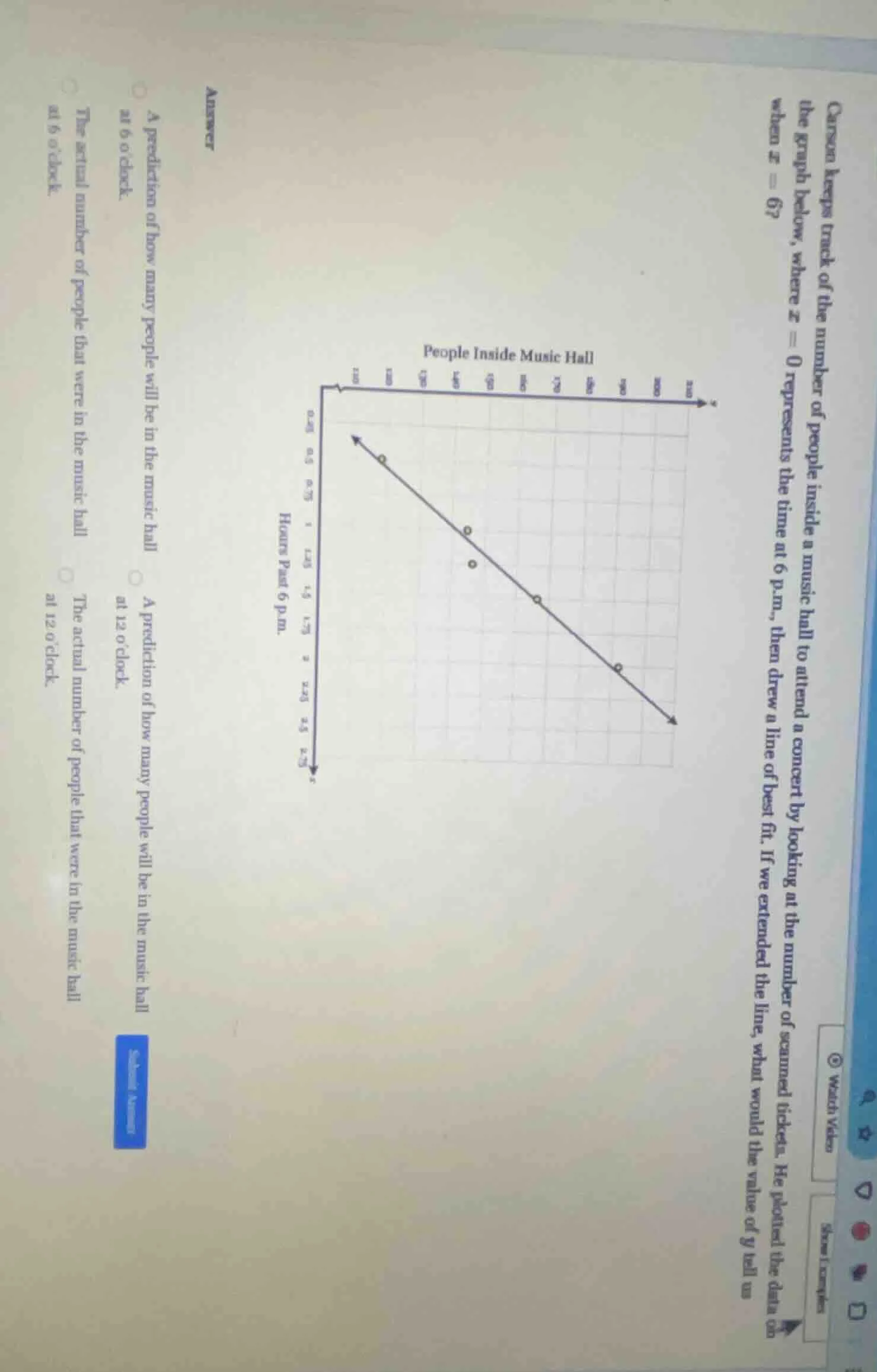 carson keeps track of the number of people inside a music hall to atten…