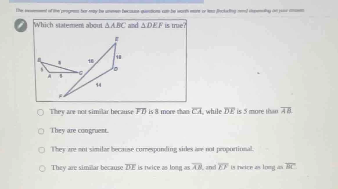 the movement of the progress bar may be uneven because questions can be…