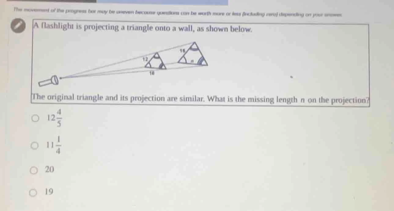 a flashlight is projecting a triangle onto a wall, as shown below. the …