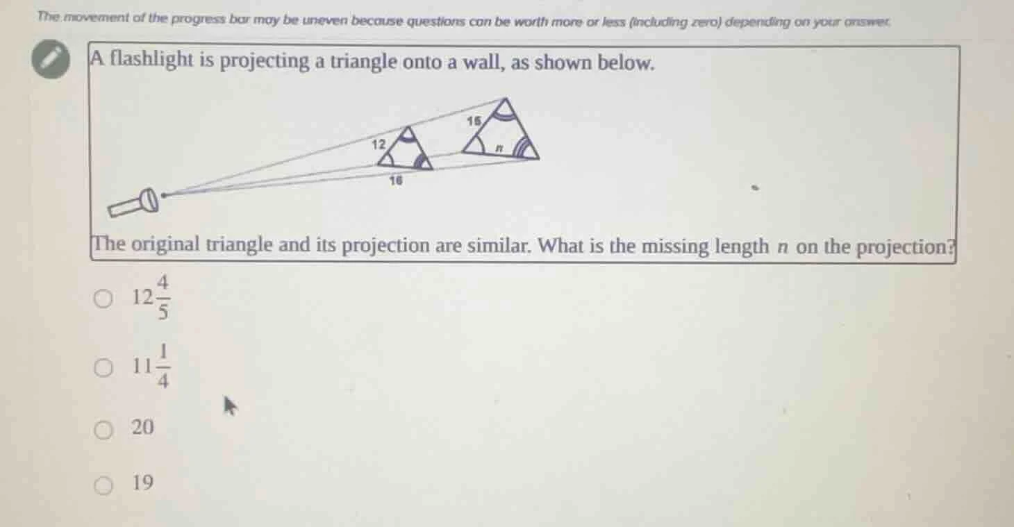 a flashlight is projecting a triangle onto a wall, as shown below. the …