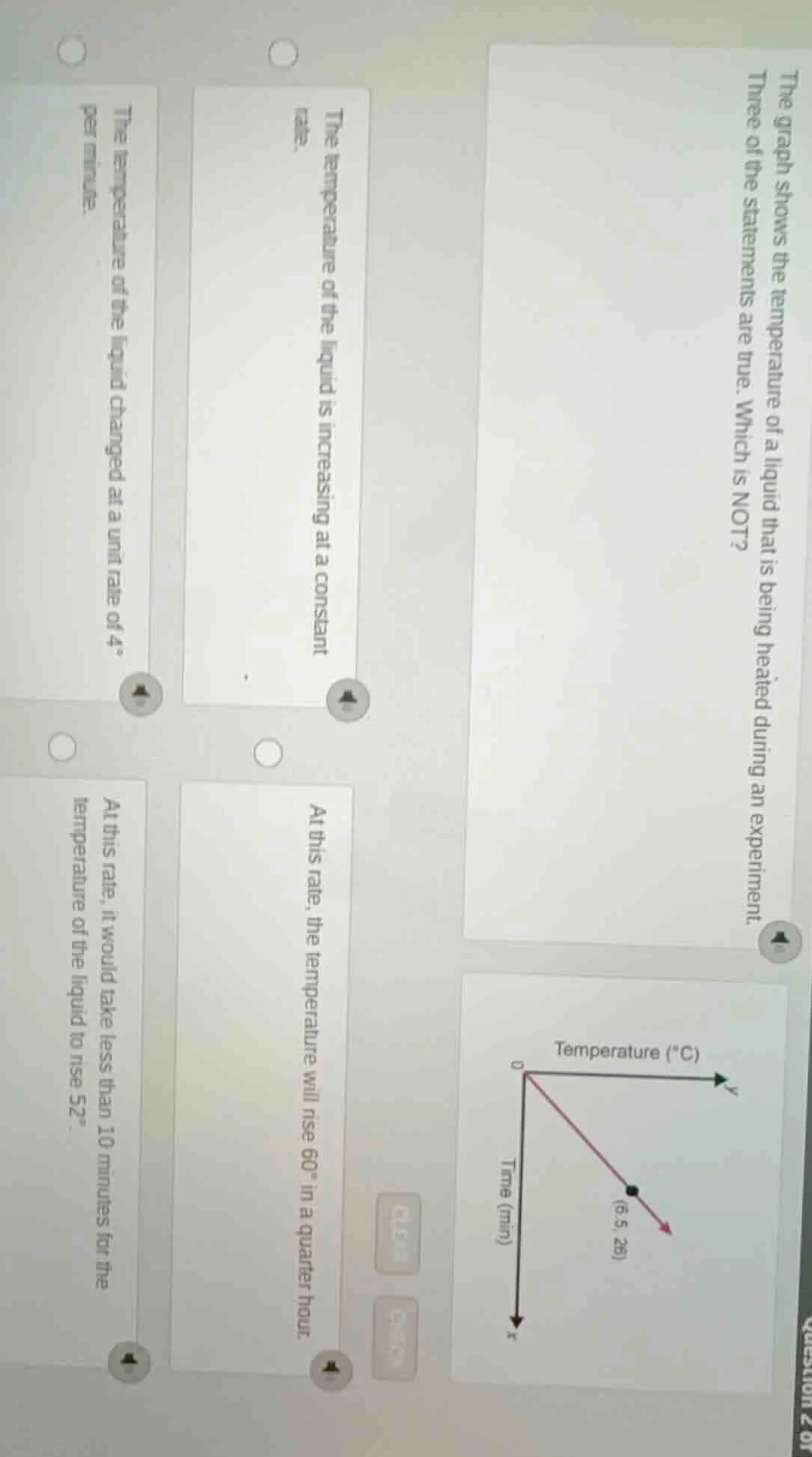 the graph shows the temperature of a liquid that is being heated during…