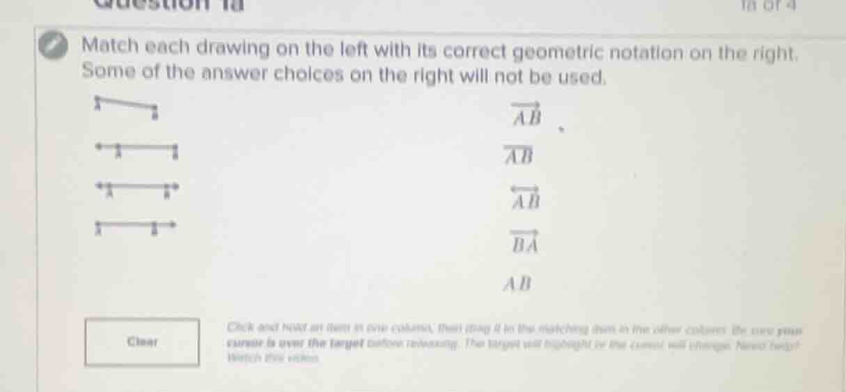 match each drawing on the left with its correct geometric notation on t…