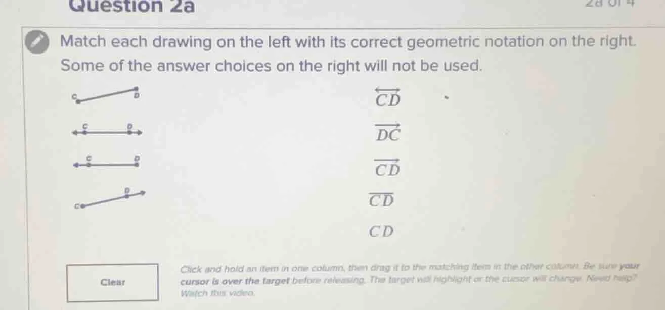 question 2a match each drawing on the left with its correct geometric n…