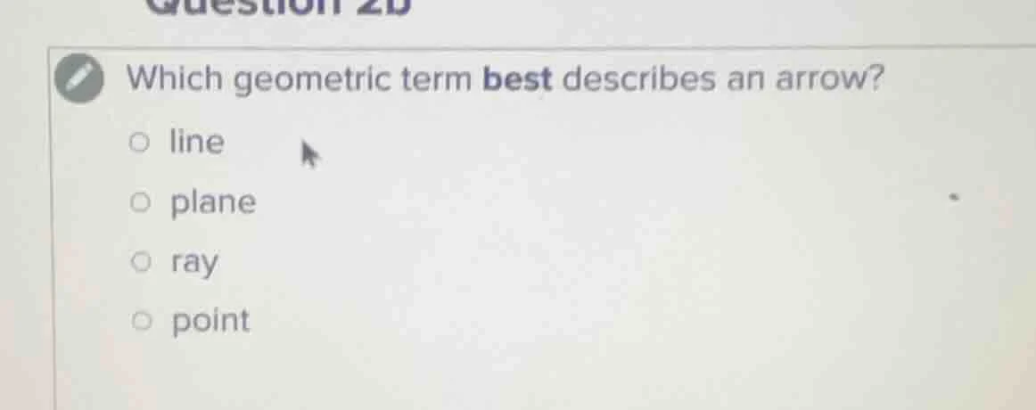 which geometric term best describes an arrow? line plane ray point