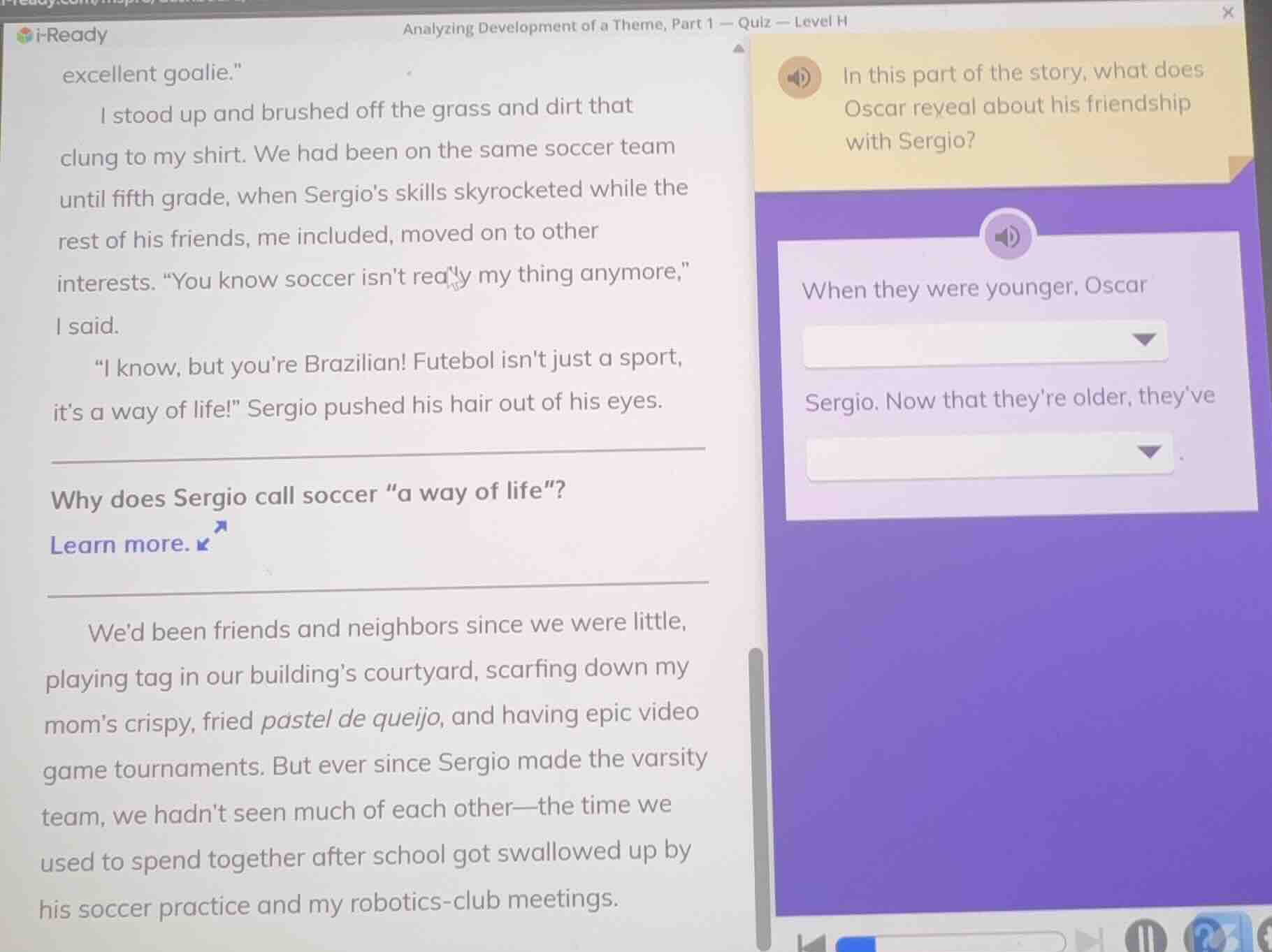 excellent goalie.\ i stood up and brushed off the grass and dirt that c…