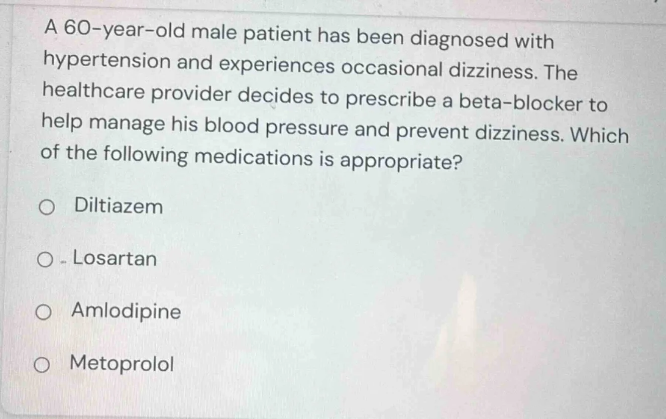 a 60-year-old male patient has been diagnosed with hypertension and exp…