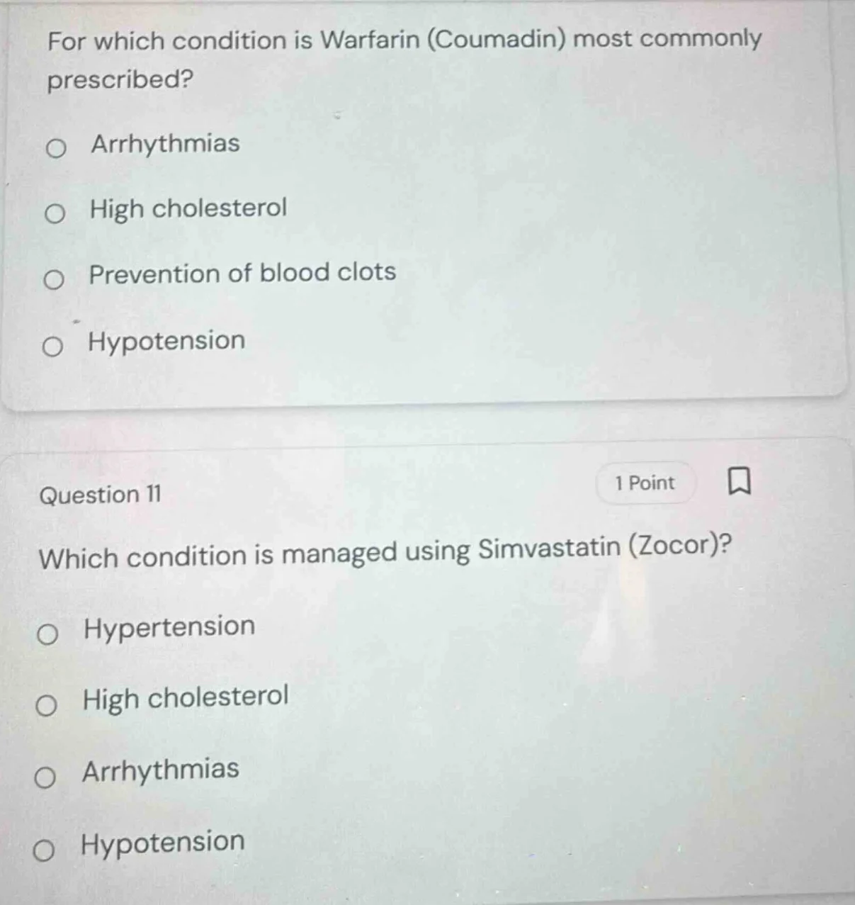 for which condition is warfarin (coumadin) most commonly prescribed? ○ …