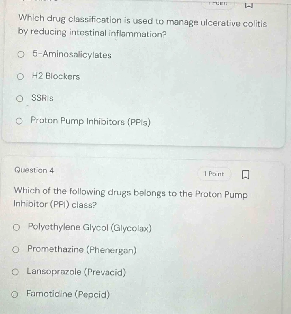 which drug classification is used to manage ulcerative colitis by reduc…