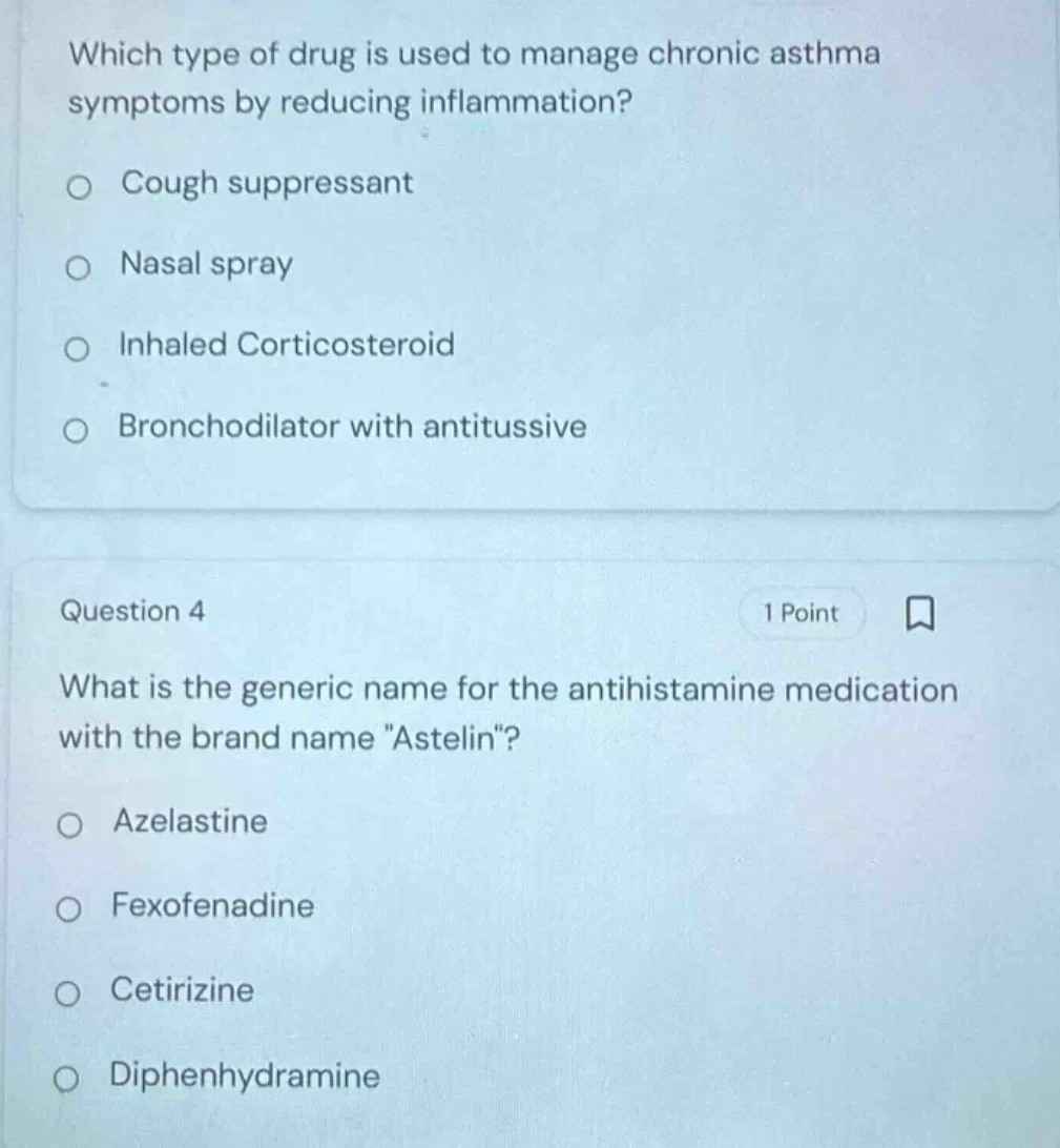 which type of drug is used to manage chronic asthma symptoms by reducin…