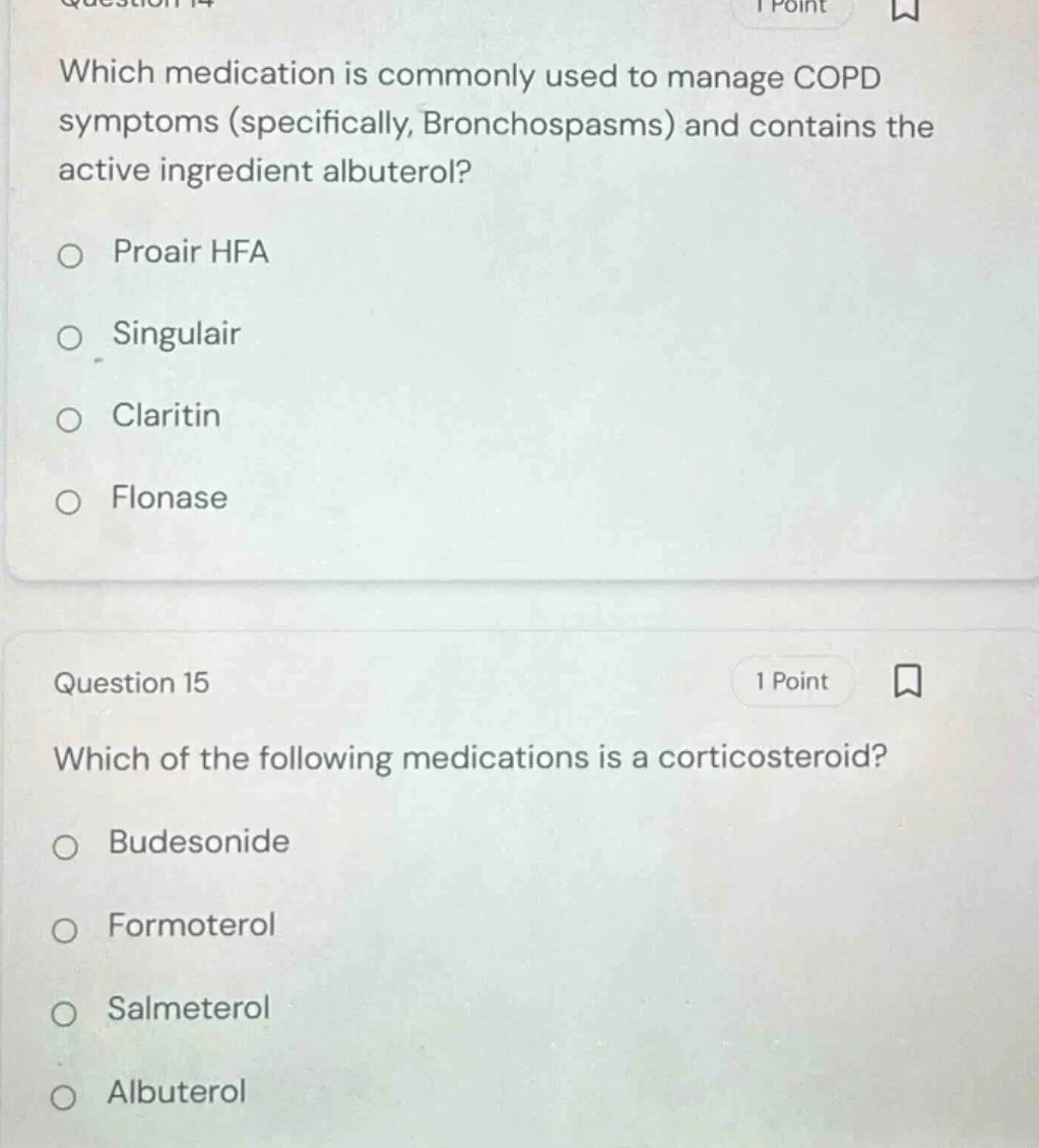 question 14 which medication is commonly used to manage copd symptoms (…