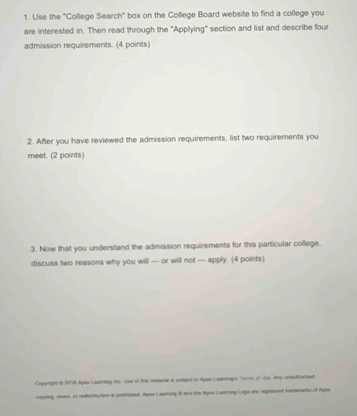 1. use the \college search\ box on the college board website to find a …