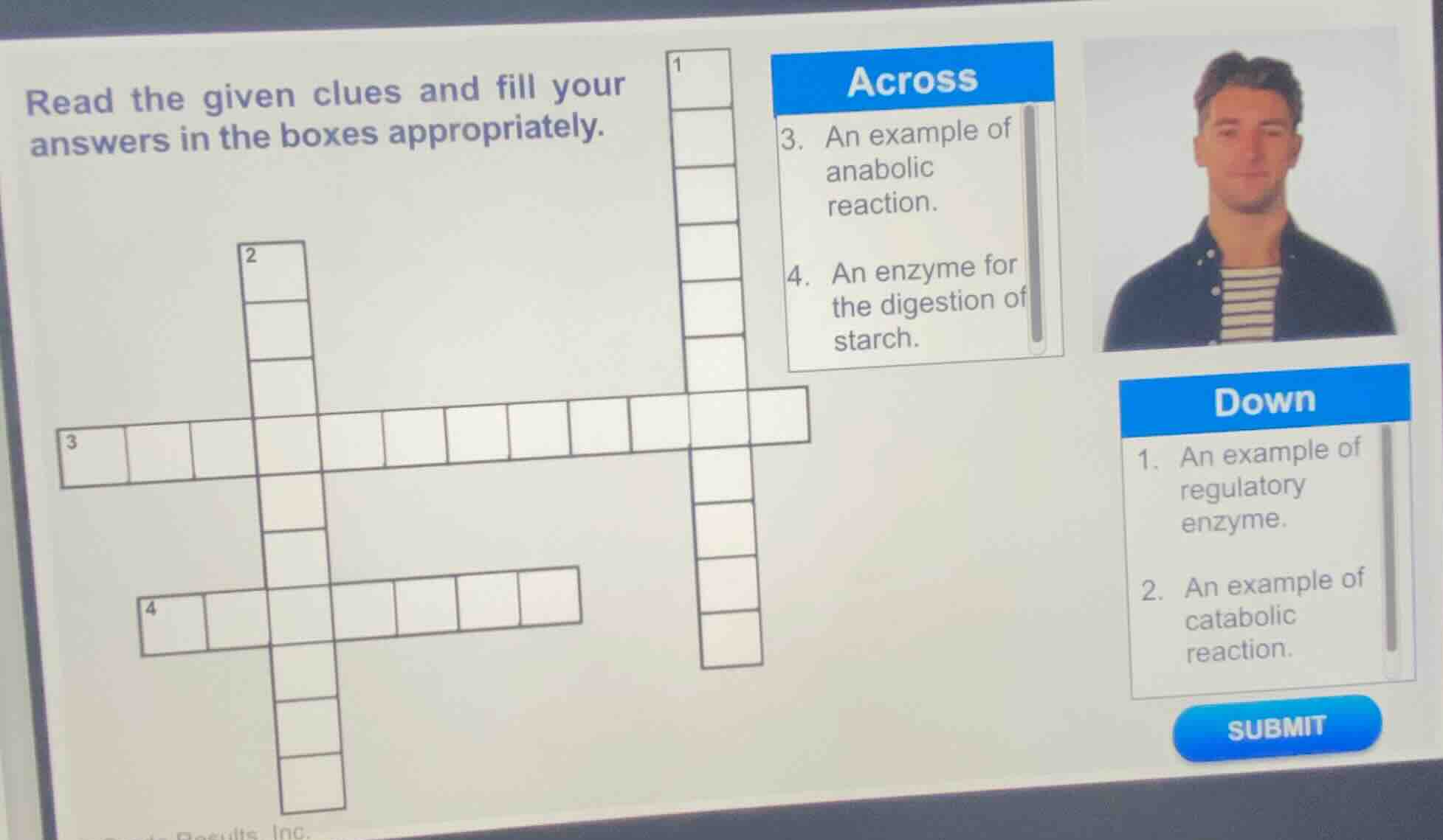 read the given clues and fill your answers in the boxes appropriately. …