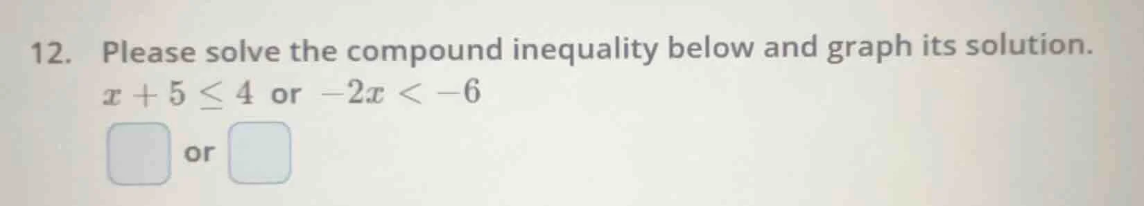 12. please solve the compound inequality below and graph its solution. …