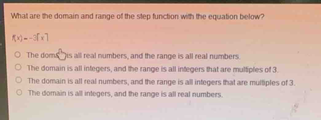 what are the domain and range of the step function with the equation be…
