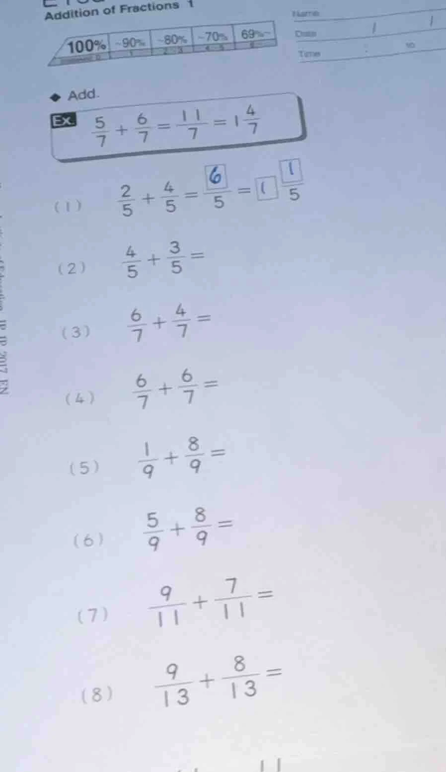 addition of fractions 1 add. ex. \\(\\frac{5}{7}+\\frac{6}{7}=\\frac{11…