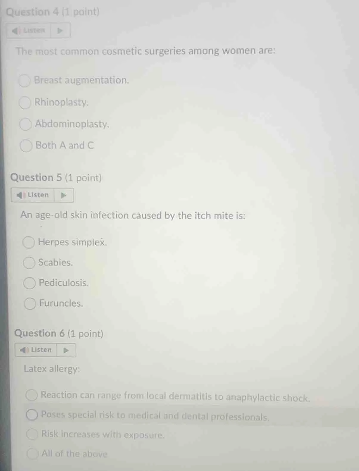 question 4 (1 point) listen the most common cosmetic surgeries among wo…