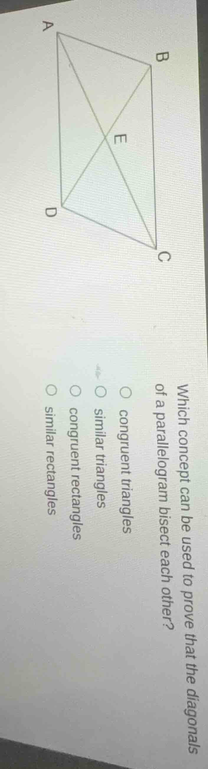 which concept can be used to prove that the diagonals of a parallelogra…