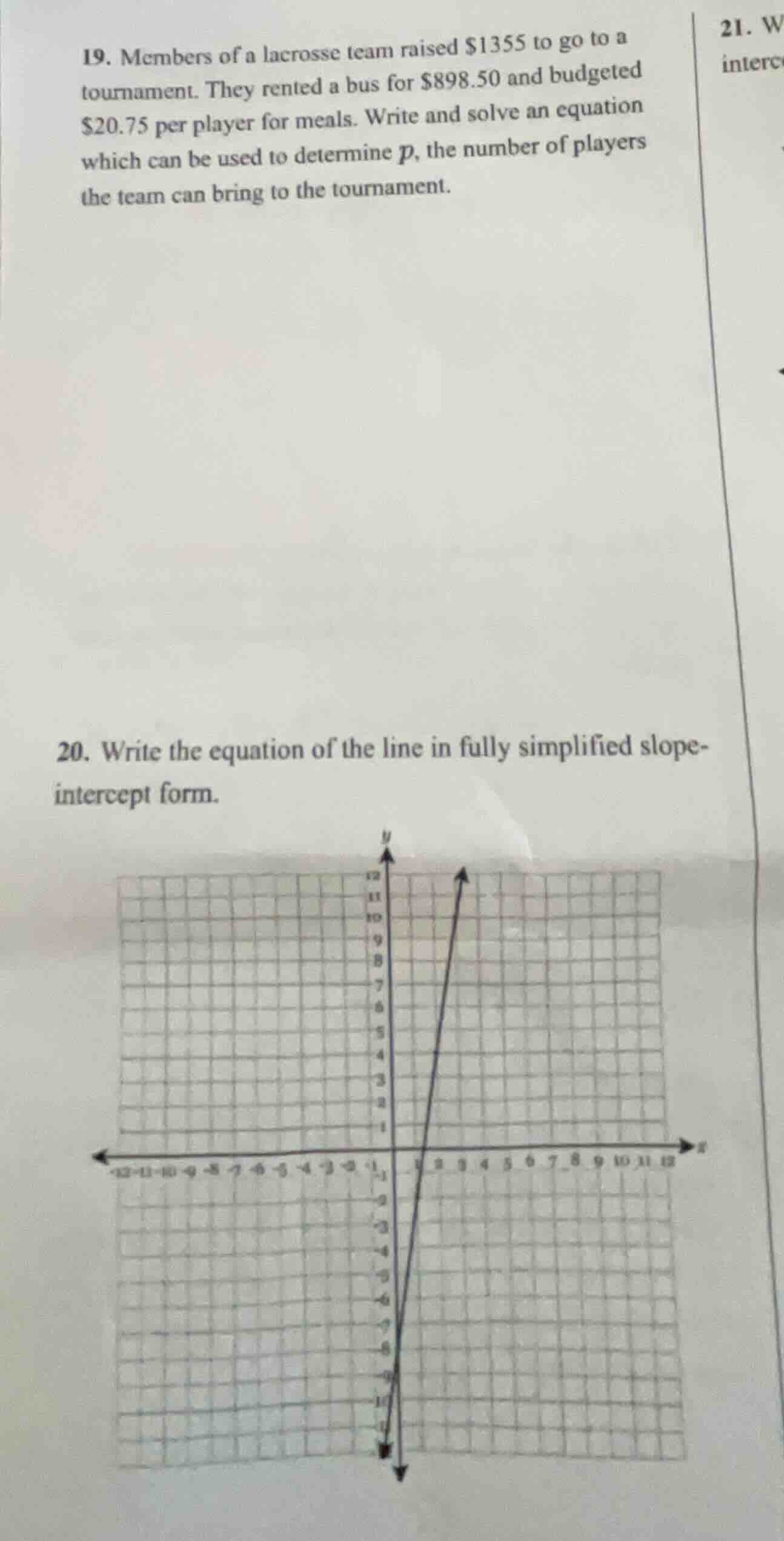 19. members of a lacrosse team raised $1355 to go to a tournament. they…